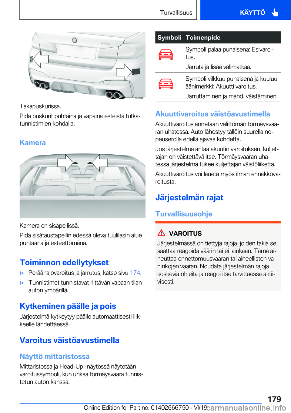 BMW M5 2020  Omistajan Käsikirja (in Finnish) �T�a�k�a�p�u�s�k�u�r�i�s�s�a�.
�P�i�d�