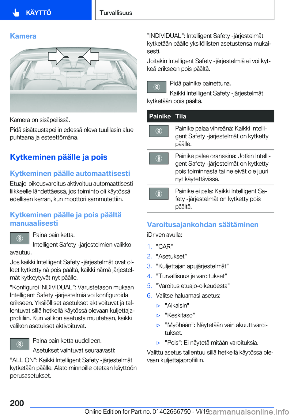 BMW M5 2020  Omistajan Käsikirja (in Finnish) �K�a�m�e�r�a
�K�a�m�e�r�a��o�n��s�i�s�