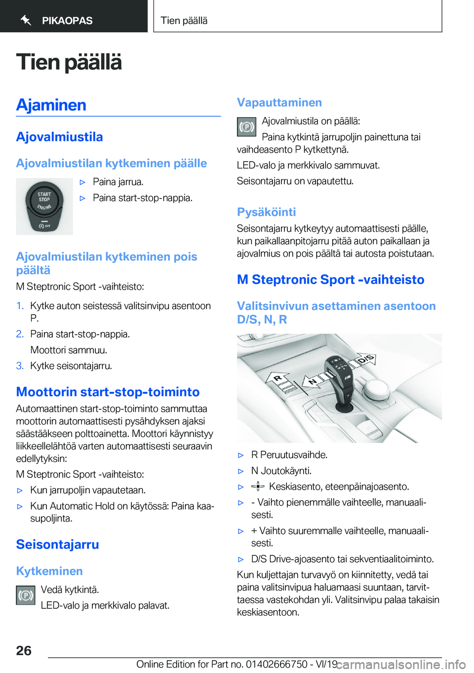 BMW M5 2020  Omistajan Käsikirja (in Finnish) �T�i�e�n��p�