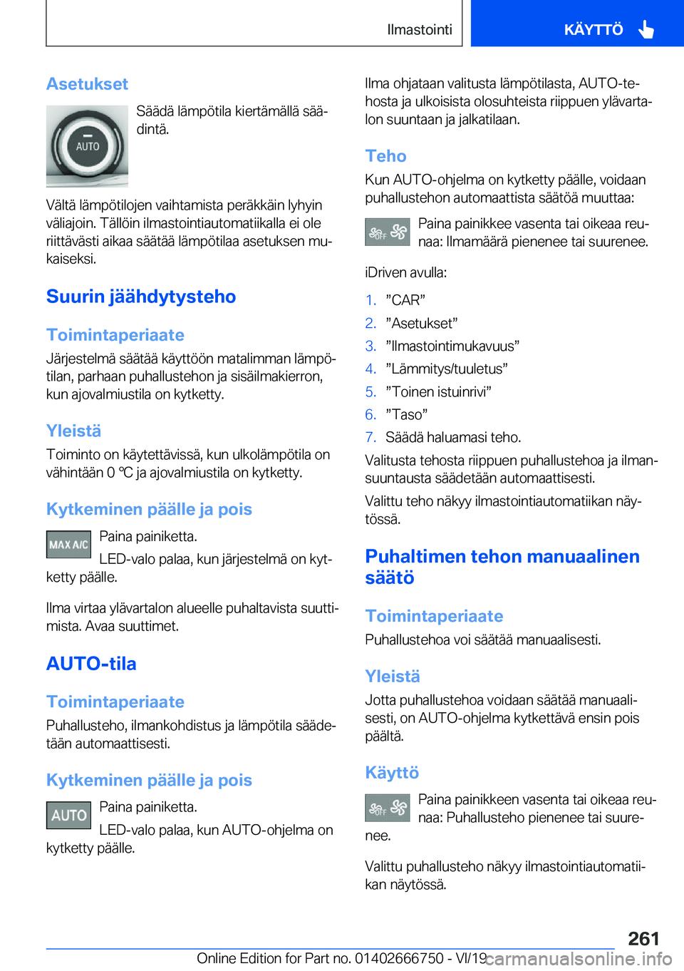 BMW M5 2020  Omistajan Käsikirja (in Finnish) �A�s�e�t�u�k�s�e�t�S�