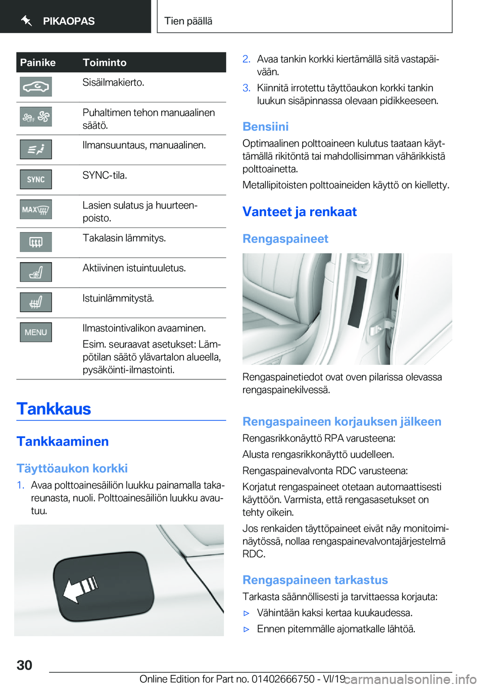BMW M5 2020  Omistajan Käsikirja (in Finnish) �P�a�i�n�i�k�e�T�o�i�m�i�n�t�o�S�i�s�