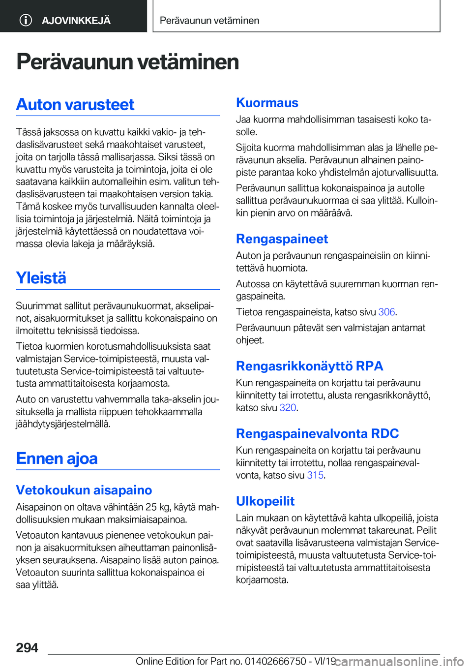 BMW M5 2020  Omistajan Käsikirja (in Finnish) �P�e�r�