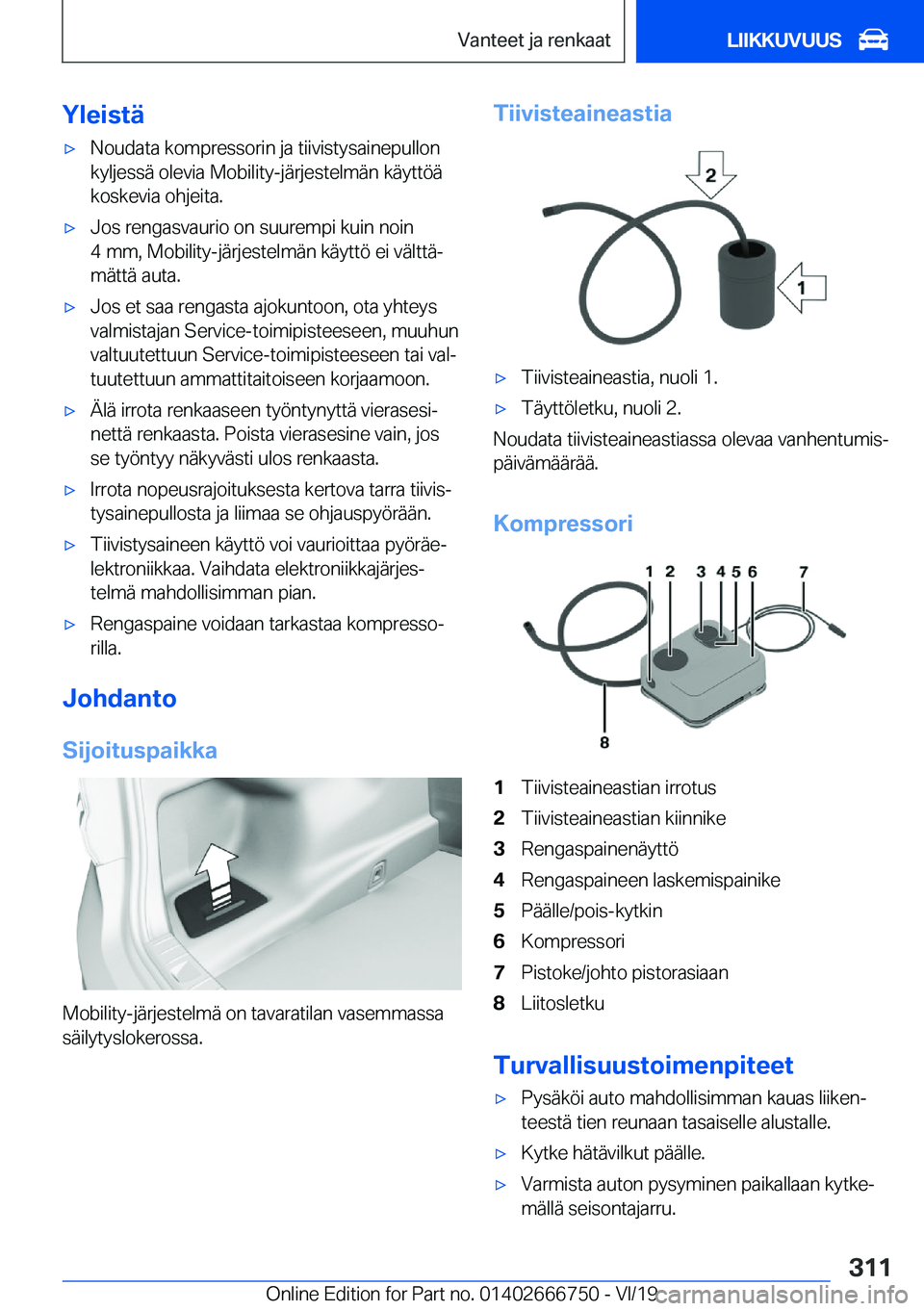 BMW M5 2020  Omistajan Käsikirja (in Finnish) �Y�l�e�i�s�t�