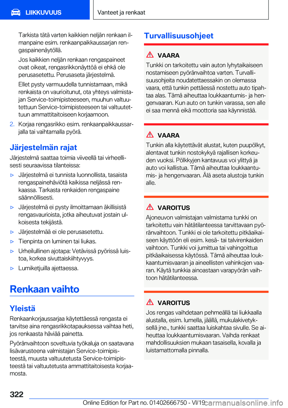 BMW M5 2020  Omistajan Käsikirja (in Finnish) �T�a�r�k�i�s�t�a��t�