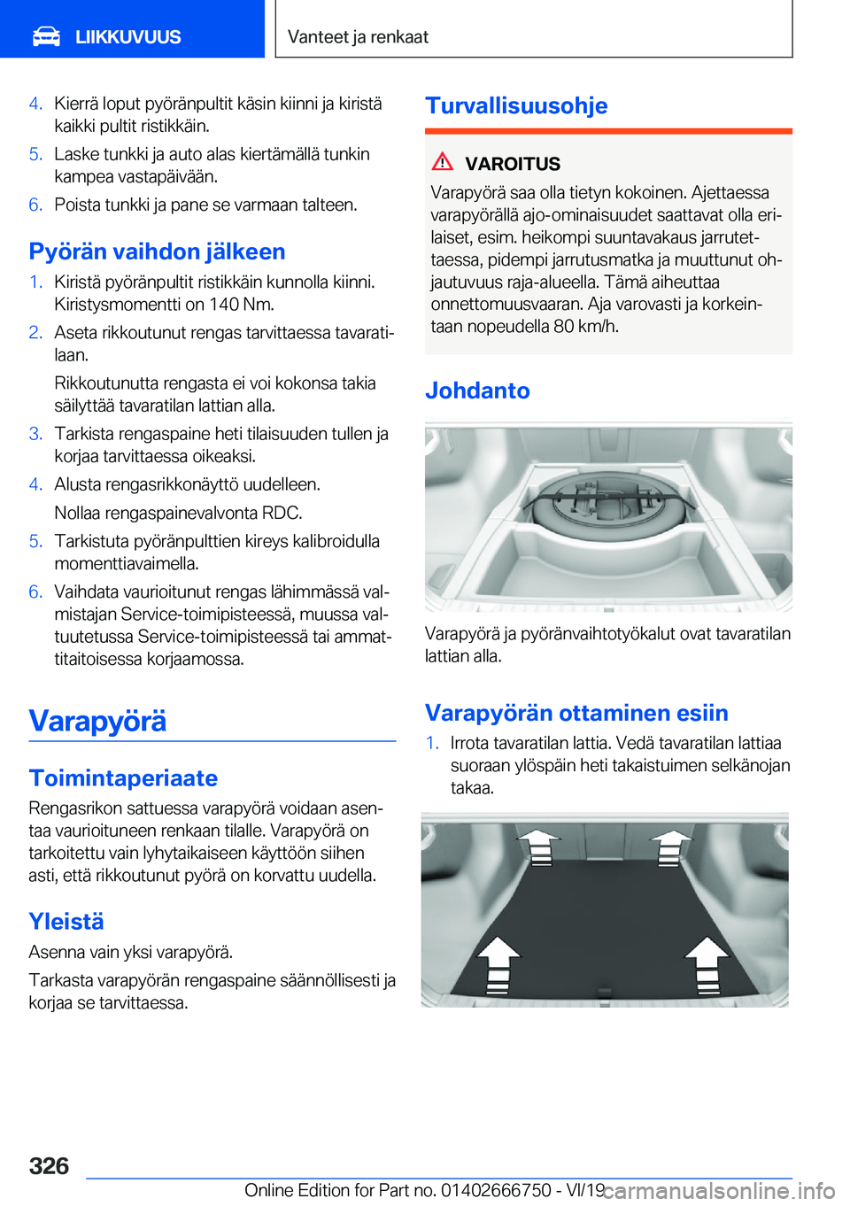 BMW M5 2020  Omistajan Käsikirja (in Finnish) �4�.�K�i�e�r�r�
