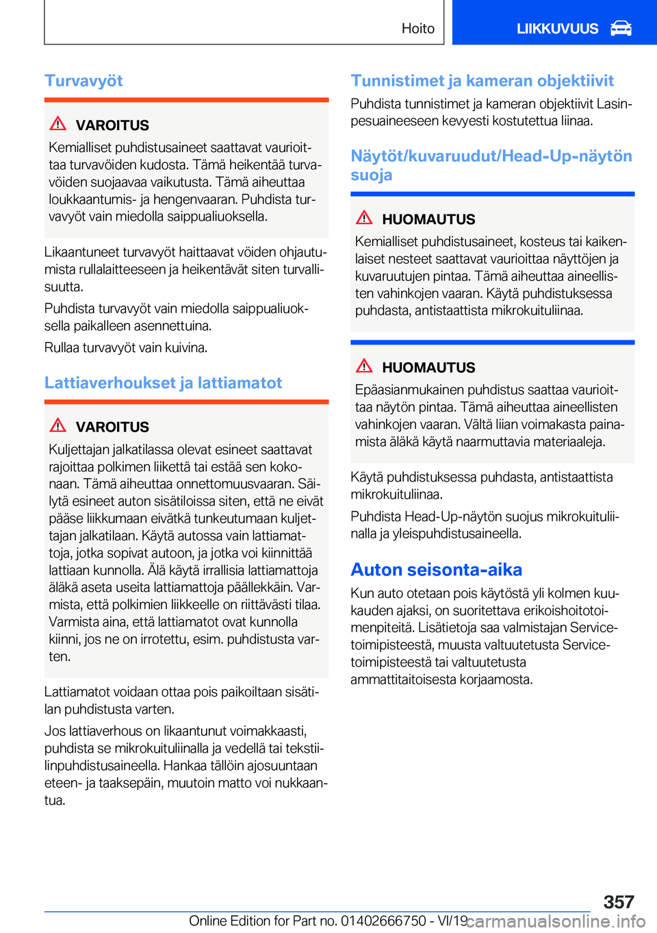 BMW M5 2020  Omistajan Käsikirja (in Finnish) �T�u�r�v�a�v�y�
