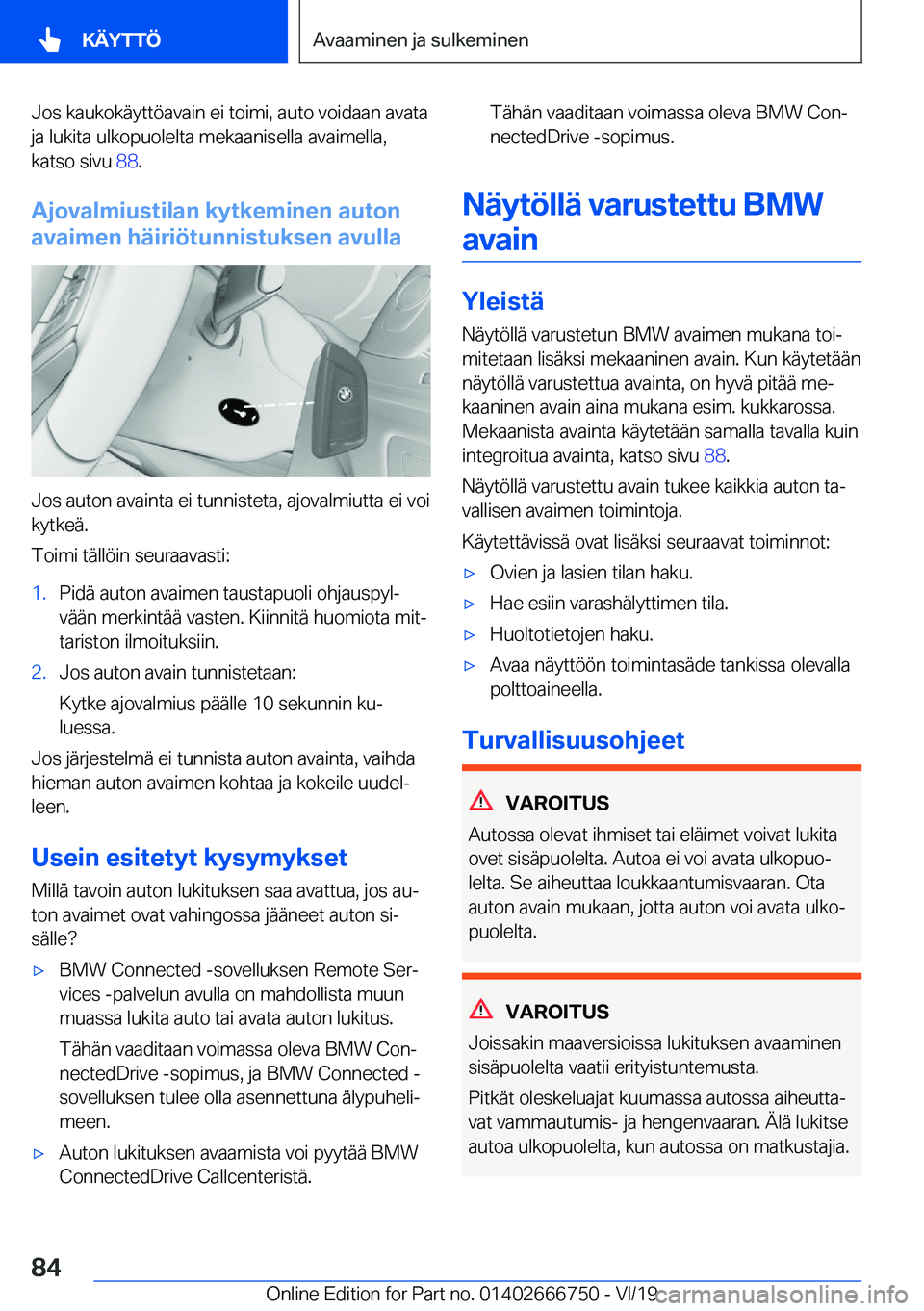 BMW M5 2020  Omistajan Käsikirja (in Finnish) �J�o�s��k�a�u�k�o�k�
