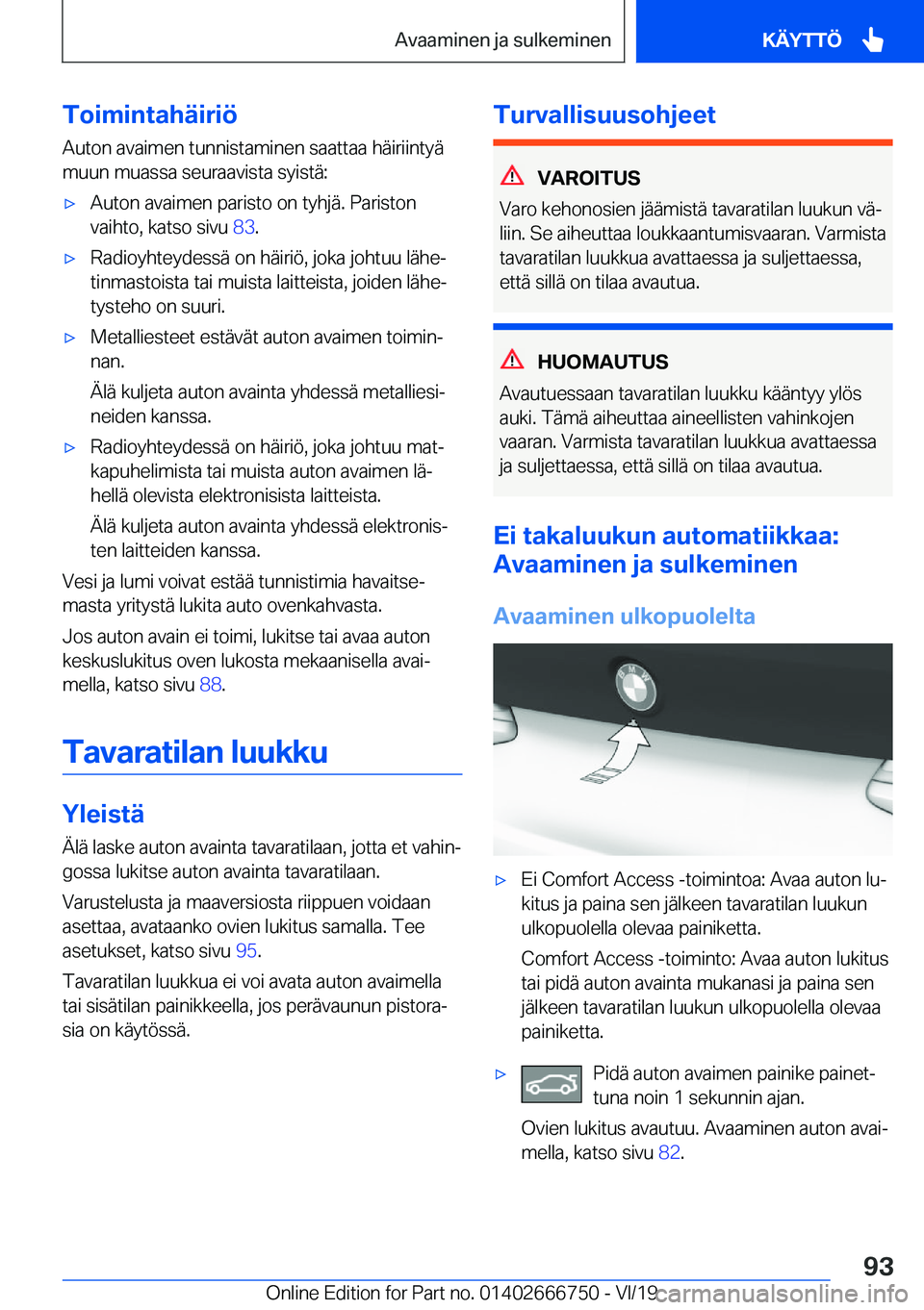 BMW M5 2020  Omistajan Käsikirja (in Finnish) �T�o�i�m�i�n�t�a�h�