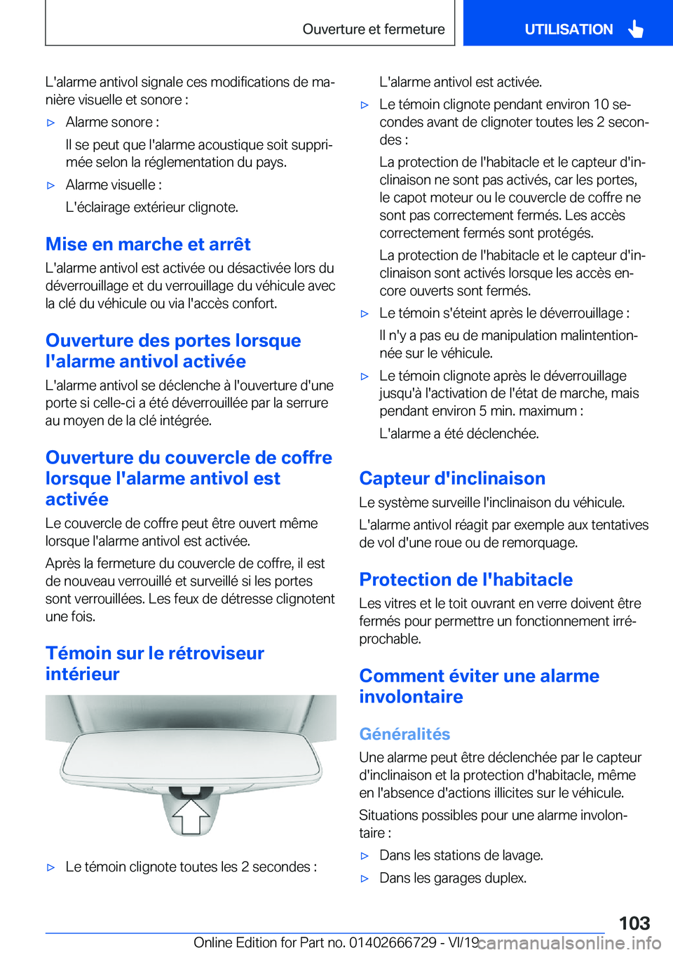 BMW M5 2020  Notices Demploi (in French) �L�'�a�l�a�r�m�e��a�n�t�i�v�o�l��s�i�g�n�a�l�e��c�e�s��m�o�d�i�f�i�c�a�t�i�o�n�s��d�e��m�aj�n�i�è�r�e��v�i�s�u�e�l�l�e��e�t��s�o�n�o�r�e��:'x�A�l�a�r�m�e��s�o�n�o�r�e��:
�I�l��s