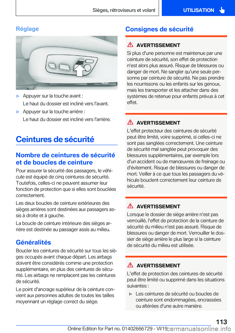 BMW M5 2020  Notices Demploi (in French) �R�é�g�l�a�g�e'x�A�p�p�u�y�e�r��s�u�r��l�a��t�o�u�c�h�e��a�v�a�n�t��:
�L�e��h�a�u�t��d�u��d�o�s�s�i�e�r��e�s�t��i�n�c�l�i�n�é��v�e�r�s��l�'�a�v�a�n�t�.'x�A�p�p�u�y�e�r��s�u�
