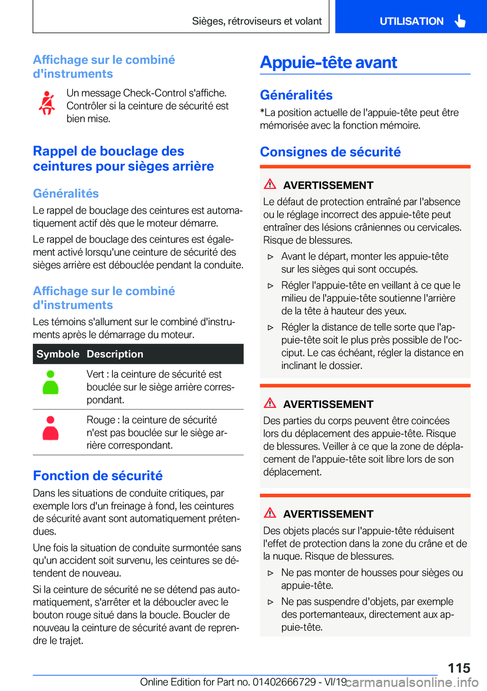 BMW M5 2020  Notices Demploi (in French) �A�f�f�i�c�h�a�g�e��s�u�r��l�e��c�o�m�b�i�n�é
�d�'�i�n�s�t�r�u�m�e�n�t�s
�U�n��m�e�s�s�a�g�e��C�h�e�c�k�-�C�o�n�t�r�o�l��s�'�a�f�f�i�c�h�e�.
�C�o�n�t�r�