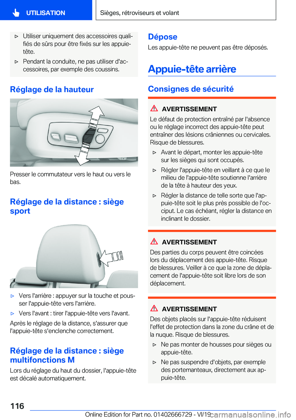 BMW M5 2020  Notices Demploi (in French) 'x�U�t�i�l�i�s�e�r��u�n�i�q�u�e�m�e�n�t��d�e�s��a�c�c�e�s�s�o�i�r�e�s��q�u�a�l�ij
�f�i�é�s��d�e��s�