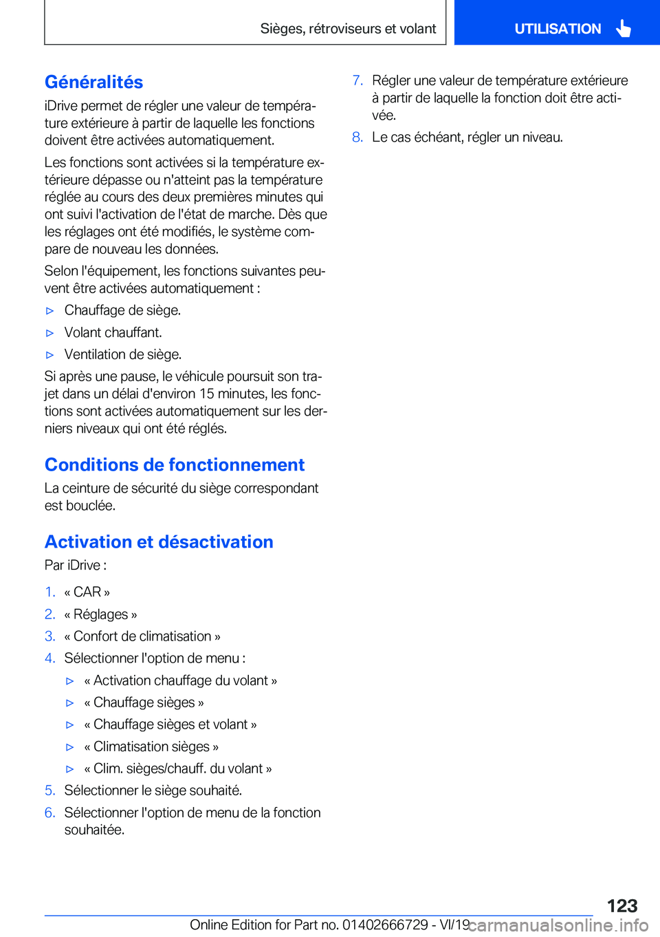 BMW M5 2020  Notices Demploi (in French) �G�é�n�é�r�a�l�i�t�é�s�i�D�r�i�v�e��p�e�r�m�e�t��d�e��r�é�g�l�e�r��u�n�e��v�a�l�e�u�r��d�e��t�e�m�p�é�r�aj�t�u�r�e��e�x�t�é�r�i�e�u�r�e��