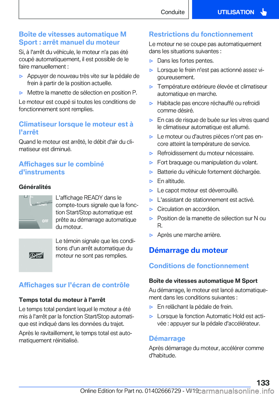 BMW M5 2020  Notices Demploi (in French) �B�o�