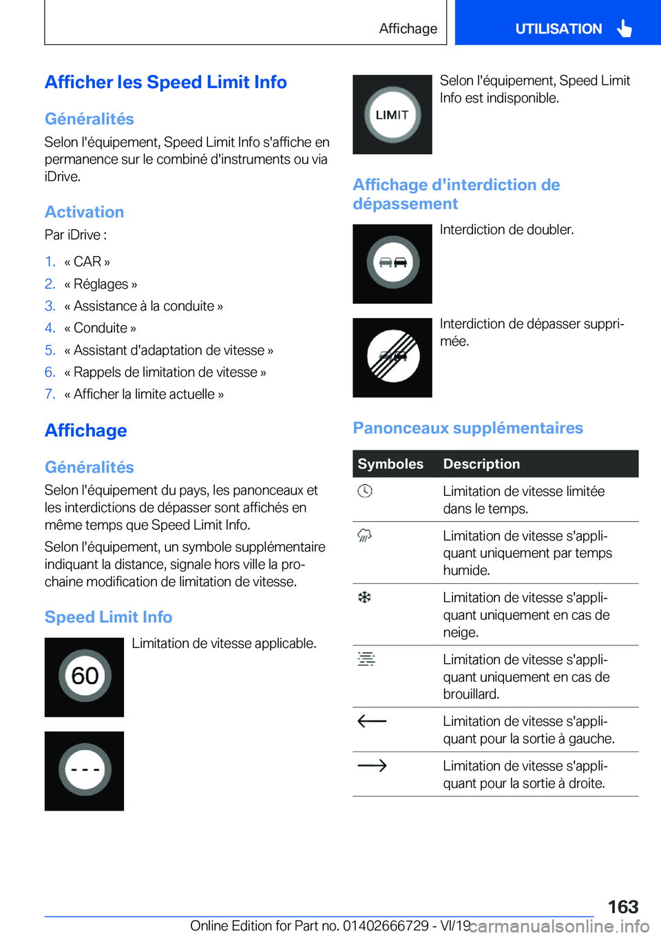 BMW M5 2020  Notices Demploi (in French) �A�f�f�i�c�h�e�r��l�e�s��S�p�e�e�d��L�i�m�i�t��I�n�f�o
�G�é�n�é�r�a�l�i�t�é�s
�S�e�l�o�n��l�'�é�q�u�i�p�e�m�e�n�t�,��S�p�e�e�d��L�i�m�i�t��I�n�f�o��s�'�a�f�f�i�c�h�e��e�n
�p�e�r�