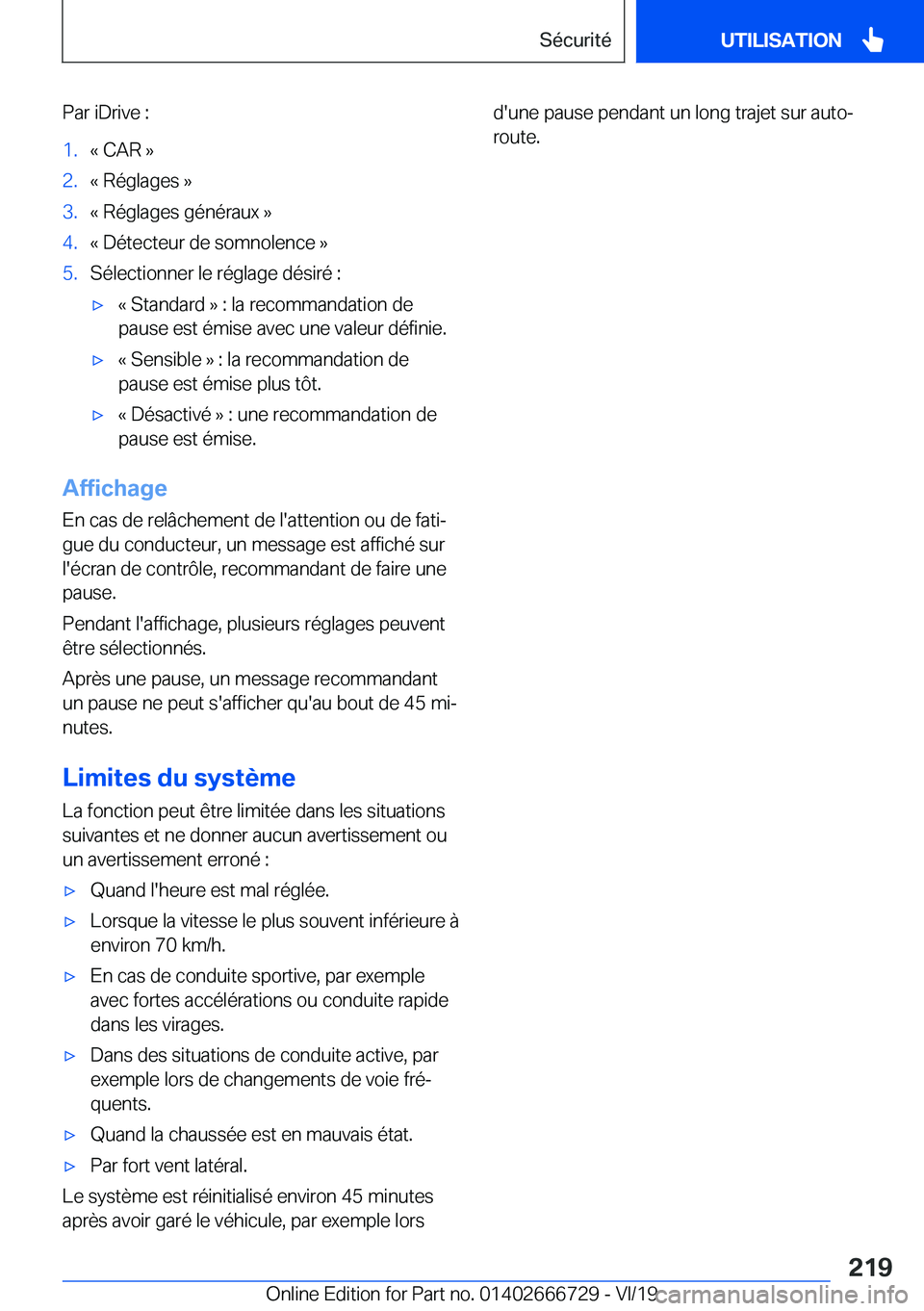 BMW M5 2020  Notices Demploi (in French) �P�a�r��i�D�r�i�v�e��:�1�.�k��C�A�R��{�2�.�k��R�é�g�l�a�g�e�s��{�3�.�k��R�é�g�l�a�g�e�s��g�é�n�é�r�a�u�x��{�4�.�k��D�é�t�e�c�t�e�u�r��d�e��s�o�m�n�o�l�e�n�c�e��{�5�.�S�é�l�e�c�t�i�o