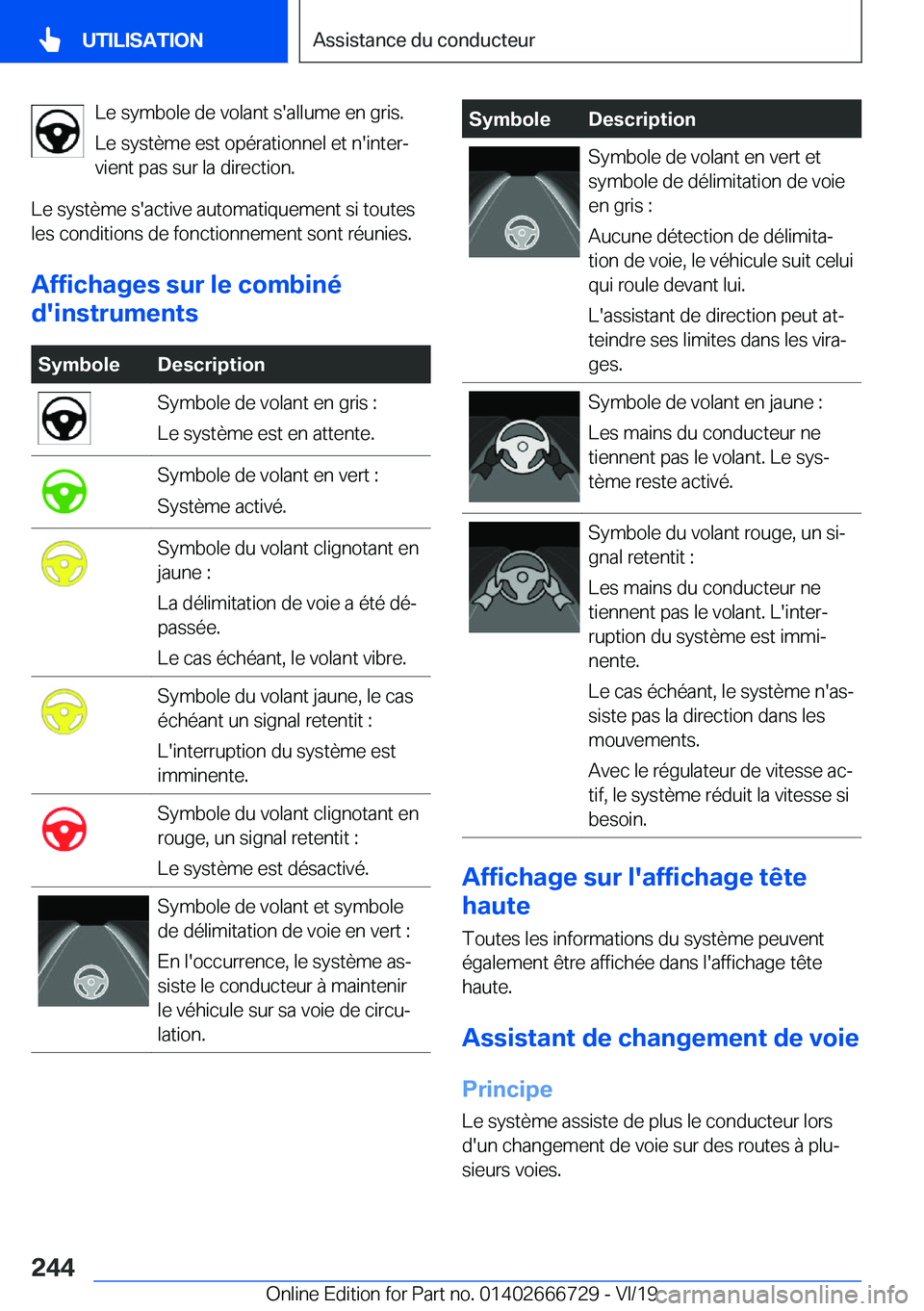 BMW M5 2020  Notices Demploi (in French) �L�e��s�y�m�b�o�l�e��d�e��v�o�l�a�n�t��s�'�a�l�l�u�m�e��e�n��g�r�i�s�.
�L�e��s�y�s�t�è�m�e��e�s�t��o�p�é�r�a�t�i�o�n�n�e�l��e�t��n�'�i�n�t�e�rj
�v�i�e�n�t��p�a�s��s�u�r��l�a�