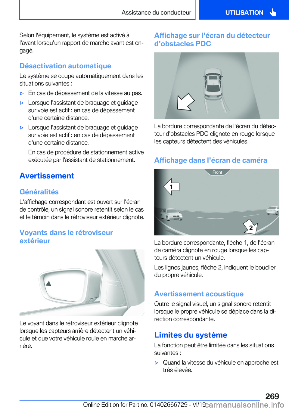 BMW M5 2020  Notices Demploi (in French) �S�e�l�o�n��l�'�é�q�u�i�p�e�m�e�n�t�,��l�e��s�y�s�t�è�m�e��e�s�t��a�c�t�i�v�é��