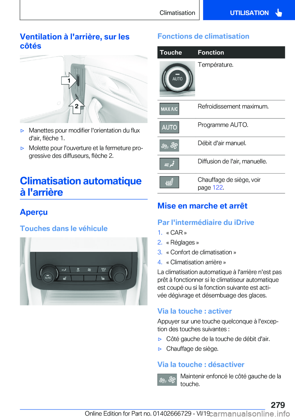 BMW M5 2020  Notices Demploi (in French) �V�e�n�t�i�l�a�t�i�o�n��