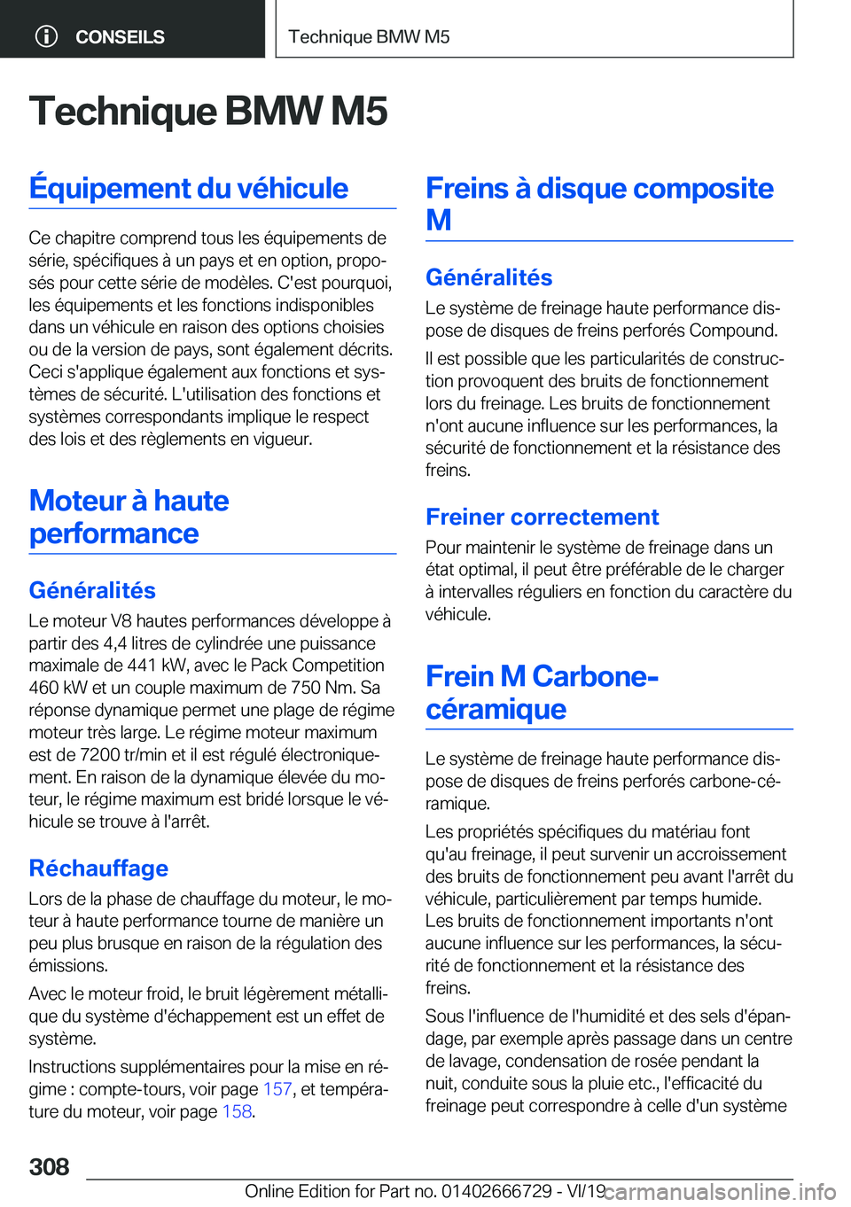 BMW M5 2020  Notices Demploi (in French) �T�e�c�h�n�i�q�u�e��B�M�W��M�5�