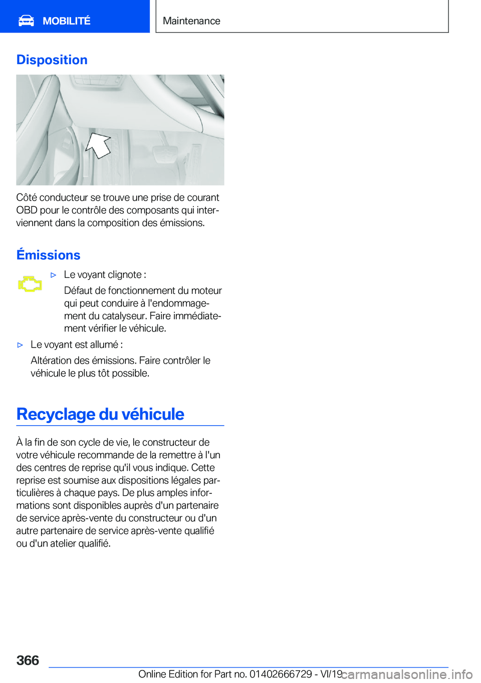 BMW M5 2020  Notices Demploi (in French) �D�i�s�p�o�s�i�t�i�o�n
�C�