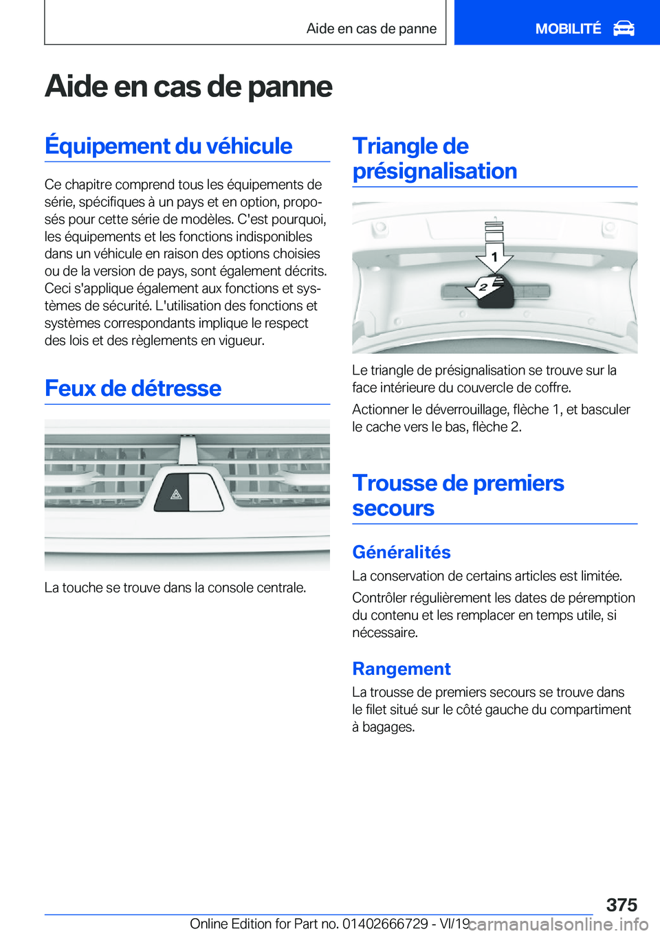 BMW M5 2020  Notices Demploi (in French) �A�i�d�e��e�n��c�a�s��d�e��p�a�n�n�e�