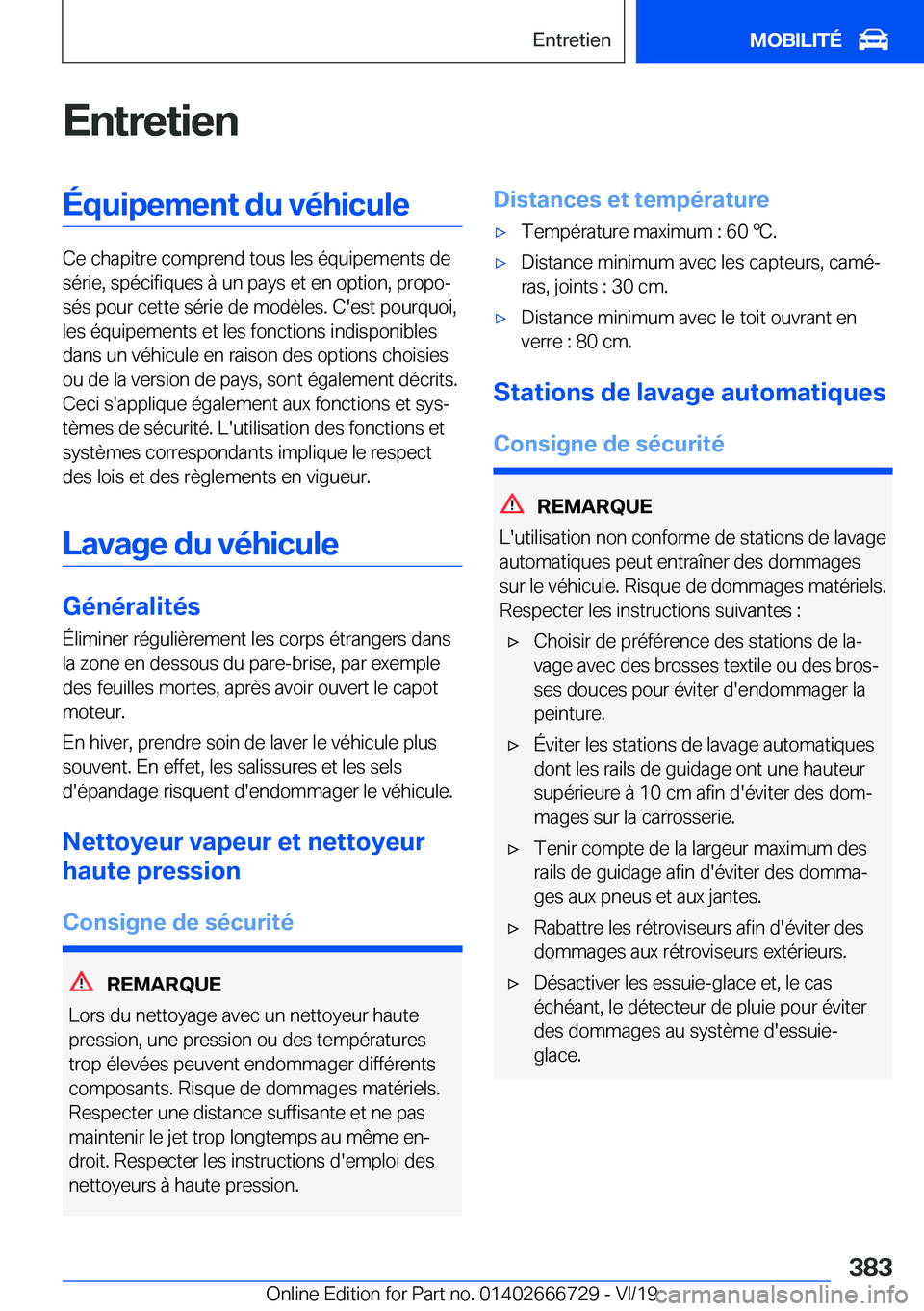 BMW M5 2020  Notices Demploi (in French) �E�n�t�r�e�t�i�e�n�