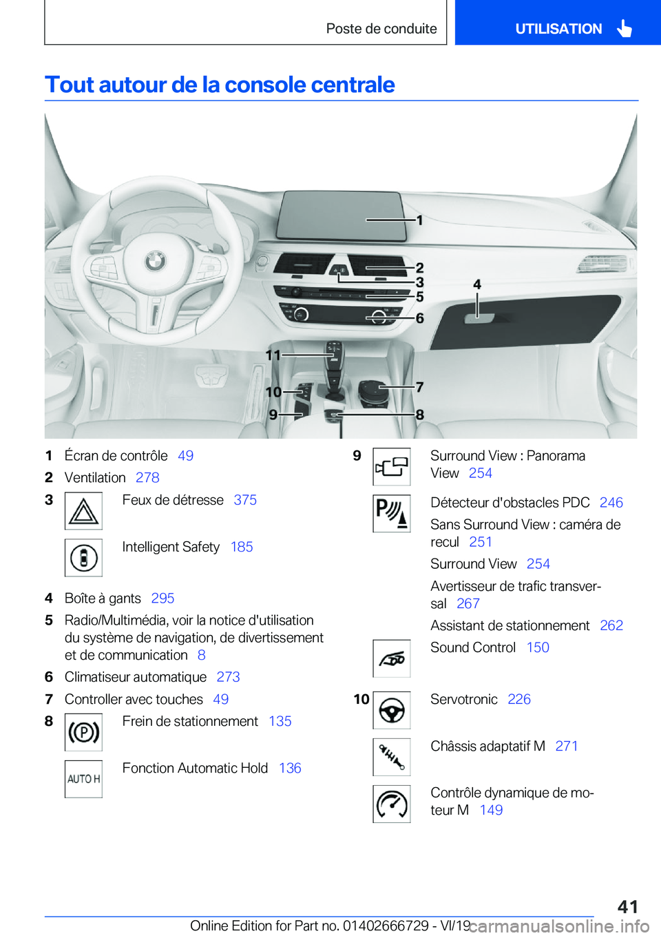 BMW M5 2020  Notices Demploi (in French) �T�o�u�t��a�u�t�o�u�r��d�e��l�a��c�o�n�s�o�l�e��c�e�n�t�r�a�l�e�1�