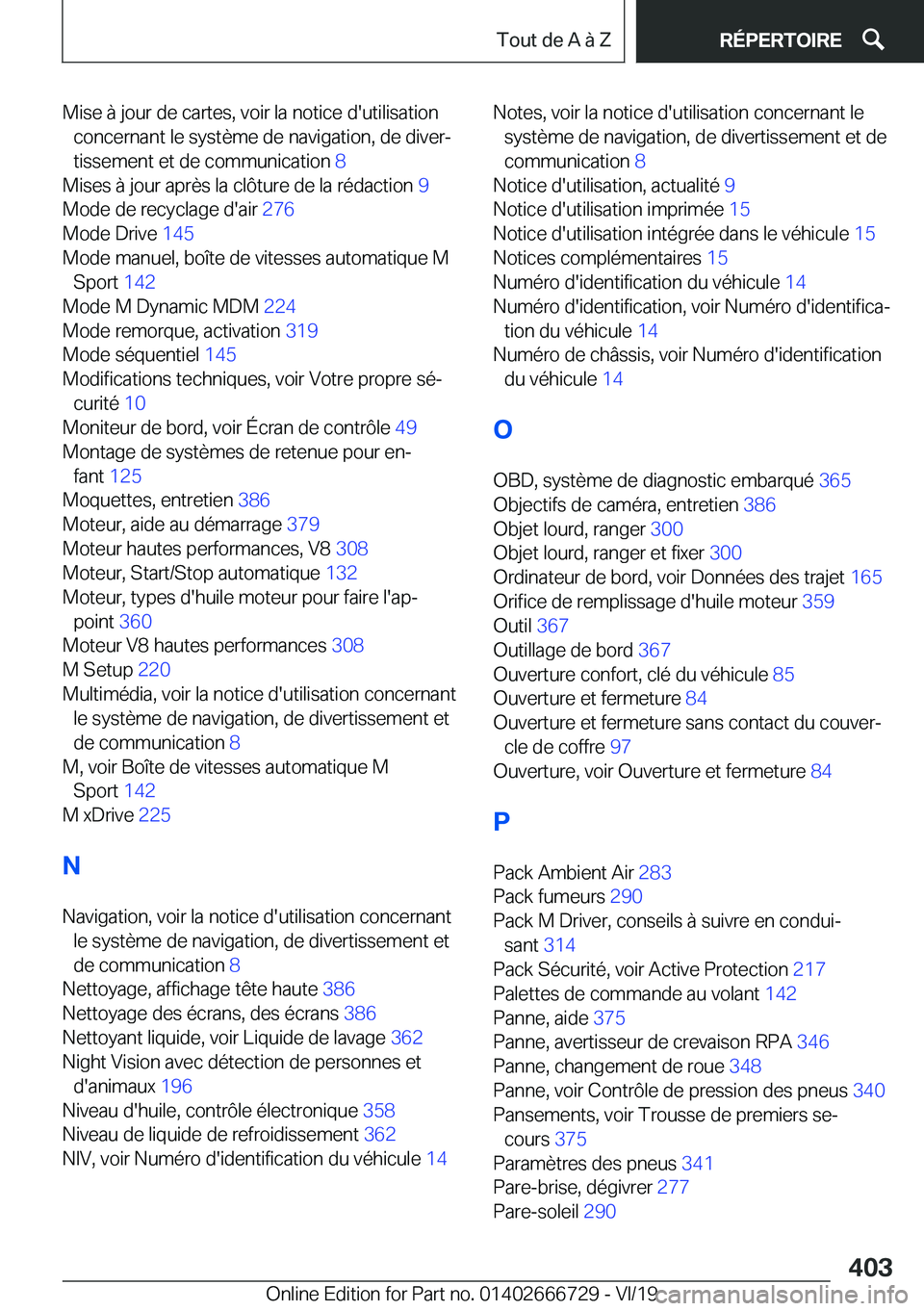 BMW M5 2020  Notices Demploi (in French) �M�i�s�e��