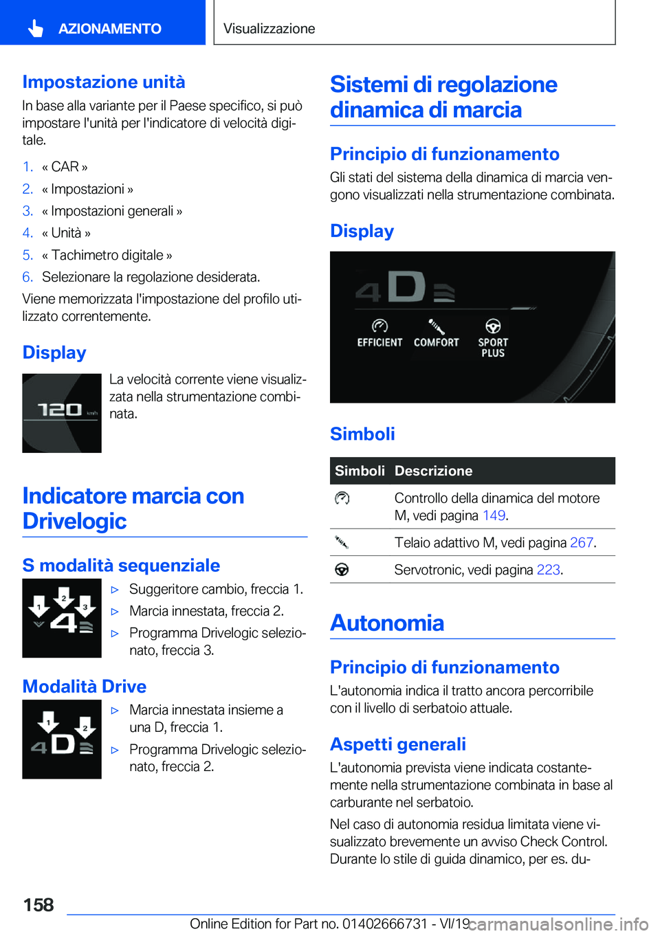BMW M5 2020  Libretti Di Uso E manutenzione (in Italian) �I�m�p�o�s�t�a�z�i�o�n�e��u�n�i�t�