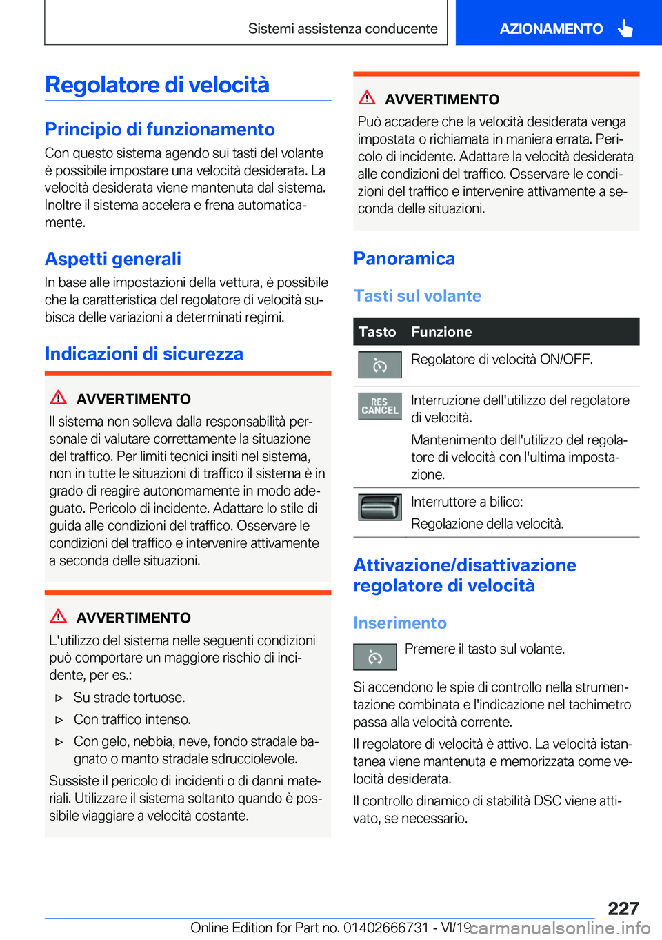 BMW M5 2020  Libretti Di Uso E manutenzione (in Italian) �R�e�g�o�l�a�t�o�r�e��d�i��v�e�l�o�c�i�t�