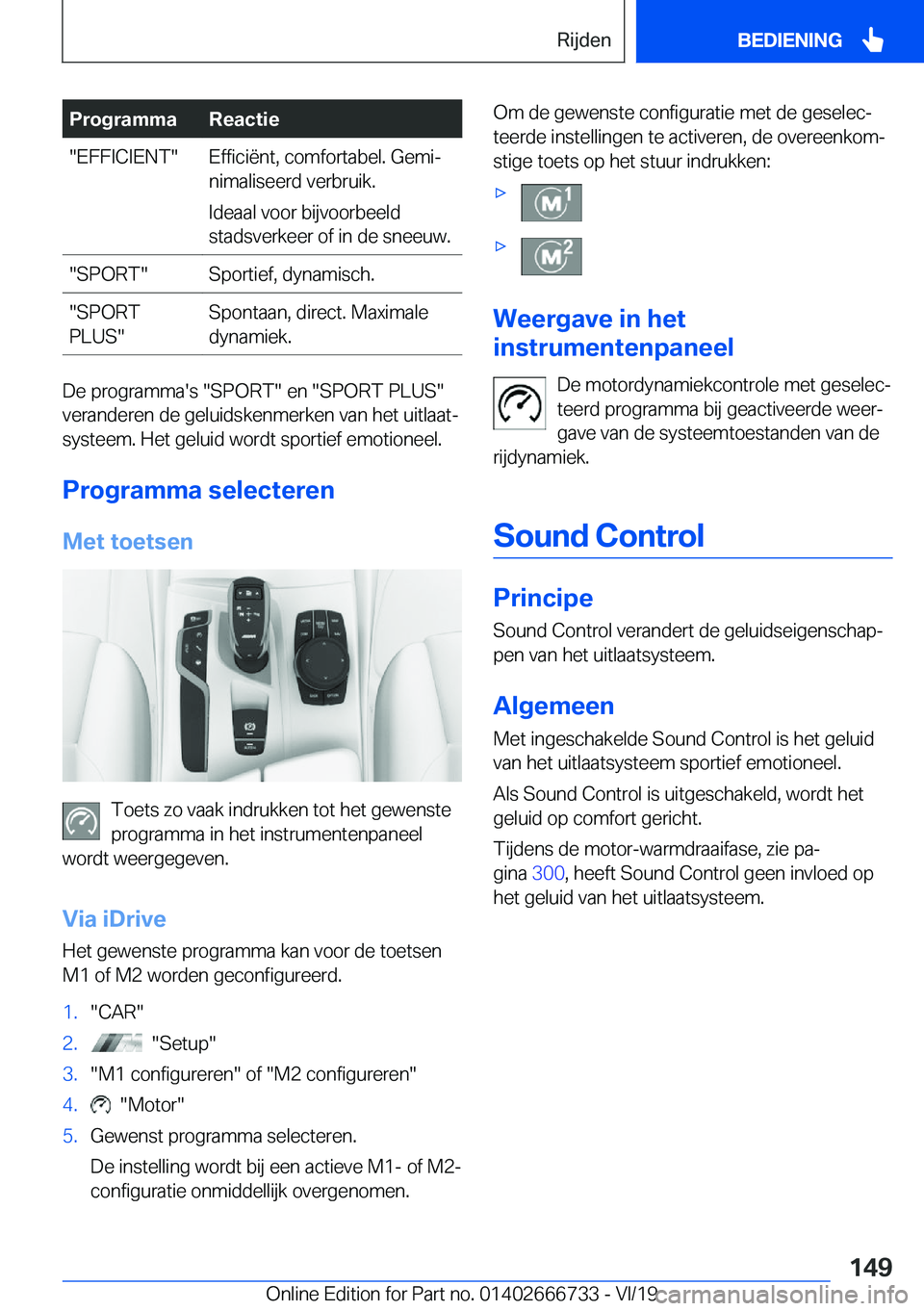 BMW M5 2020  Instructieboekjes (in Dutch) �P�r�o�g�r�a�m�m�a�R�e�a�c�t�i�e��E�F�F�I�C�I�E�N�T��E�f�f�i�c�i�