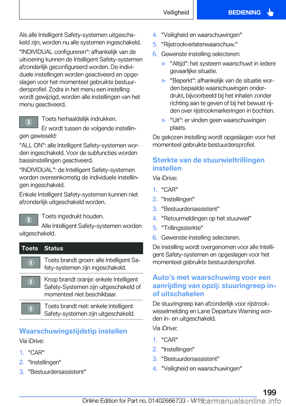 BMW M5 2020  Instructieboekjes (in Dutch) �A�l�s��a�l�l�e��I�n�t�e�l�l�i�g�e�n�t��S�a�f�e�t�y�-�s�y�s�t�e�m�e�n��u�i�t�g�e�s�c�h�aj
�k�e�l�d��z�i�j�n�,��w�o�r�d�e�n��n�u��a�l�l�e��s�y�s�t�e�m�e�n��i�n�g�e�s�c�h�a�k�e�l�d�.
��I�N�D