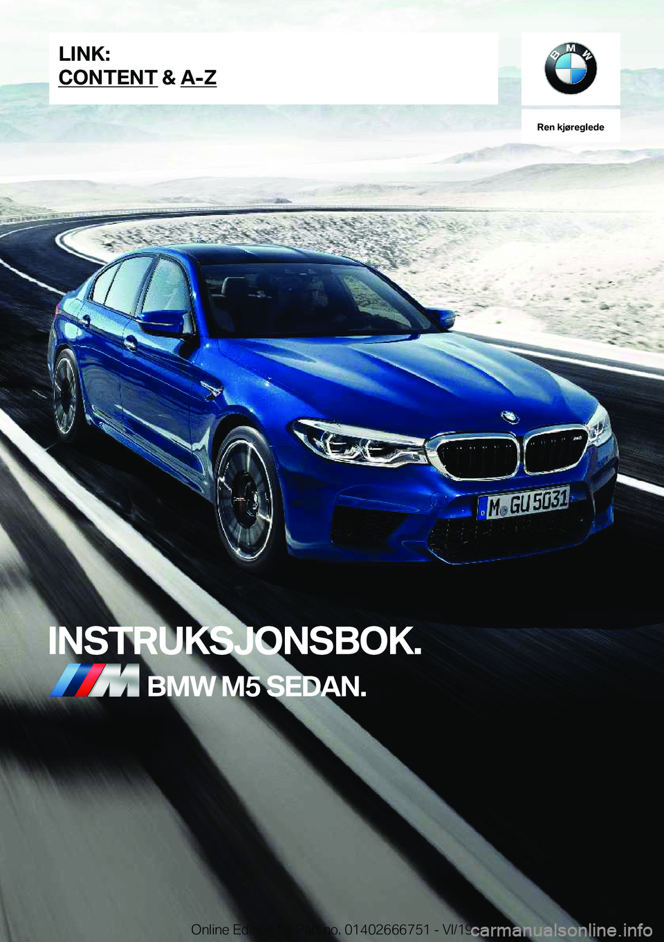 BMW M5 2020  InstruksjonsbØker (in Norwegian) �R�e�n��k�j�