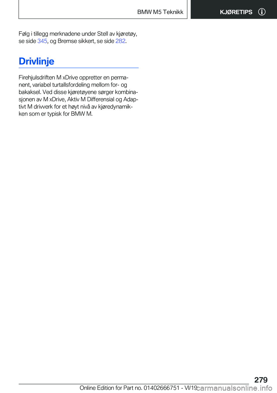 BMW M5 2020  InstruksjonsbØker (in Norwegian) �F�