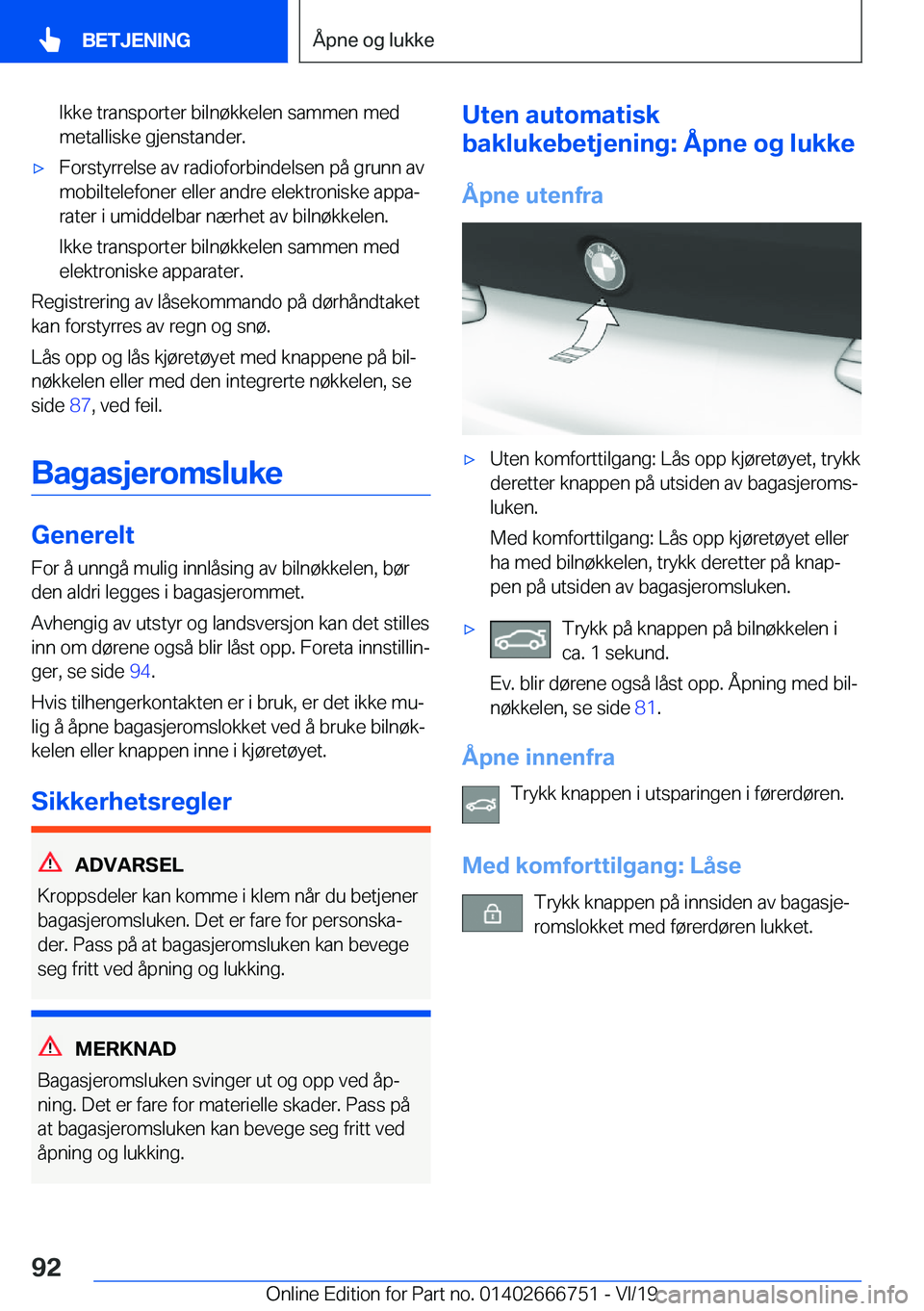BMW M5 2020  InstruksjonsbØker (in Norwegian) �I�k�k�e��t�r�a�n�s�p�o�r�t�e�r��b�i�l�n�