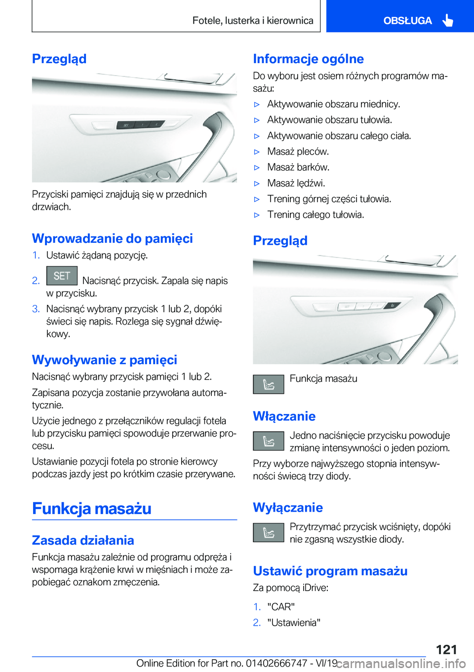 BMW M5 2020  Instrukcja obsługi (in Polish) �P�r�z�e�g�l�ą�d
�P�r�z�y�c�i�s�k�i��p�a�m�i�