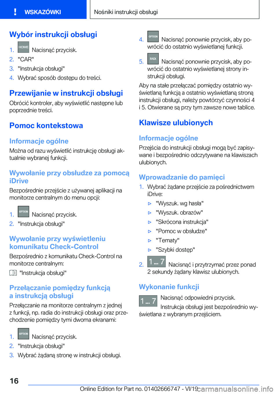 BMW M5 2020  Instrukcja obsługi (in Polish) �W�y�b�