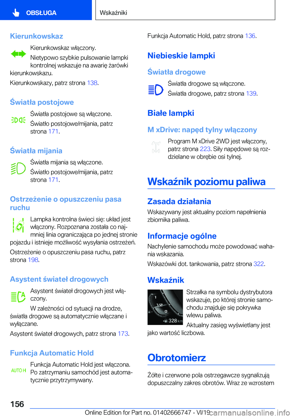 BMW M5 2020  Instrukcja obsługi (in Polish) �K�i�e�r�u�n�k�o�w�s�k�a�z�K�i�e�r�u�n�k�o�w�s�k�a�z��w�ł�