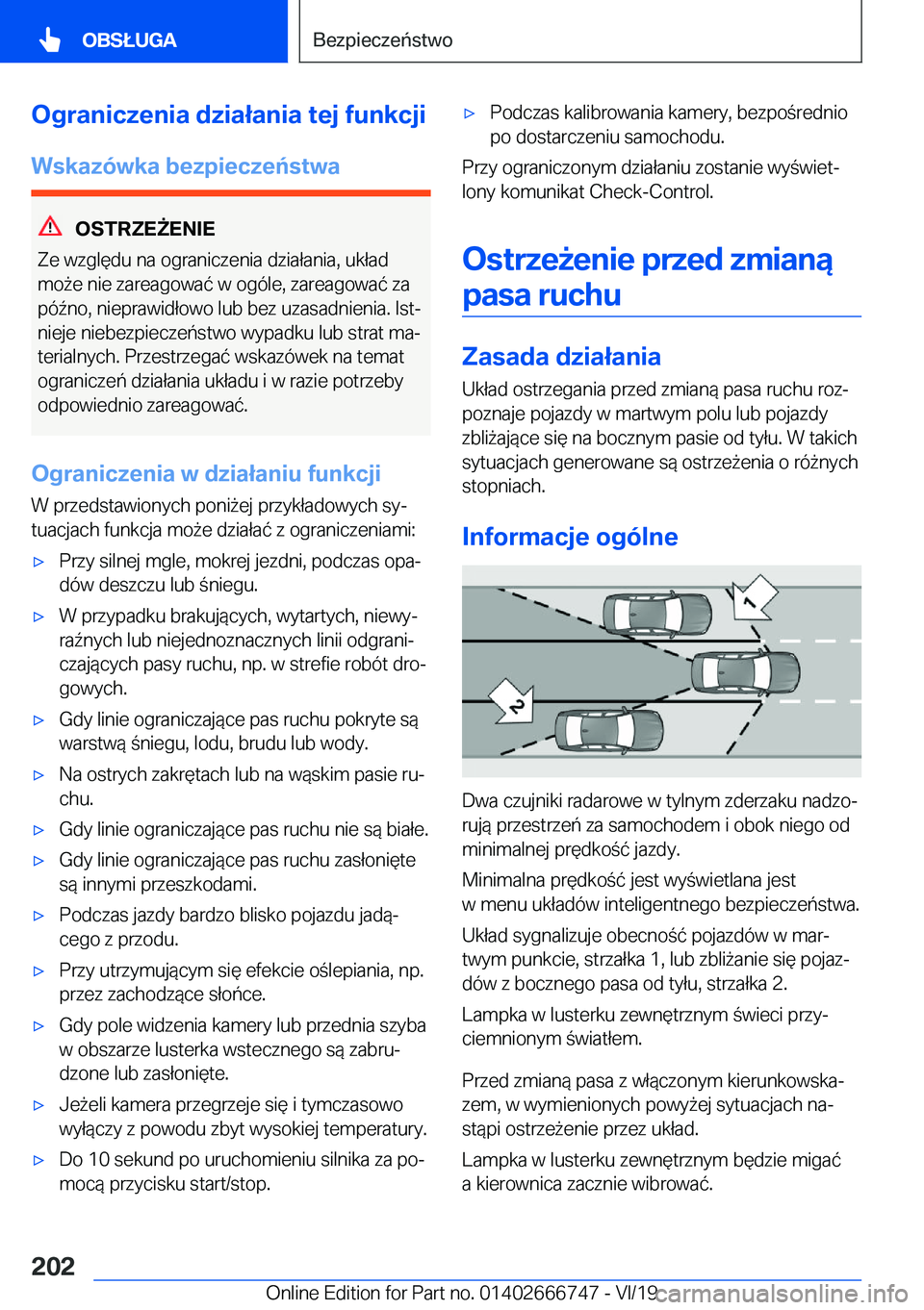 BMW M5 2020  Instrukcja obsługi (in Polish) �O�g�r�a�n�i�c�z�e�n�i�a��d�z�i�a�ł�a�n�i�a��t�e�j��f�u�n�k�c�j�i�W�s�k�a�z�