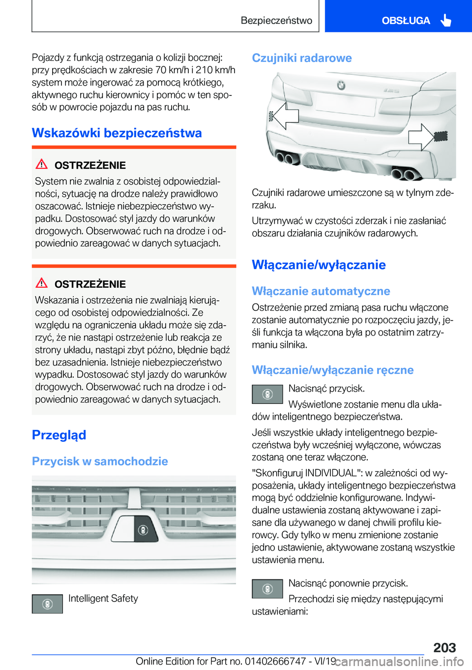 BMW M5 2020  Instrukcja obsługi (in Polish) �P�o�j�a�z�d�y��z��f�u�n�k�c�j�