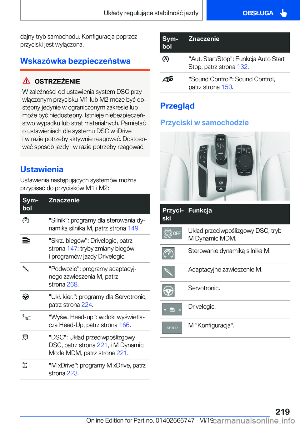 BMW M5 2020  Instrukcja obsługi (in Polish) �d�a�j�n�y��t�r�y�b��s�a�m�o�c�h�o�d�u�.��K�o�n�f�i�g�u�r�a�c�j�a��p�o�p�r�z�e�z�p�r�z�y�c�i�s�k�i��j�e�s�t��w�y�ł�