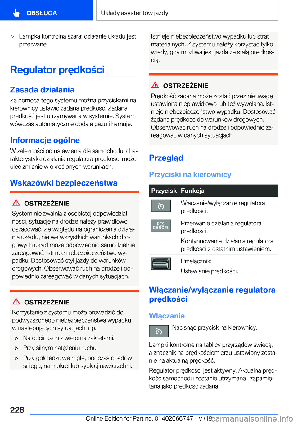 BMW M5 2020  Instrukcja obsługi (in Polish) 'x�L�a�m�p�k�a��k�o�n�t�r�o�l�n�a��s�z�a�r�a�:��d�z�i�a�ł�a�n�i�e��u�k�ł�a�d�u��j�e�s�t
�p�r�z�e�r�w�a�n�e�.
�R�e�g�u�l�a�t�o�r��p�r�