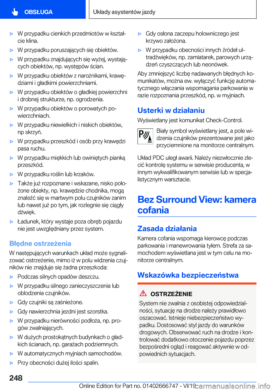 BMW M5 2020  Instrukcja obsługi (in Polish) 'x�W��p�r�z�y�p�a�d�k�u��c�i�e�n�k�i�c�h��p�r�z�e�d�m�i�o�t�