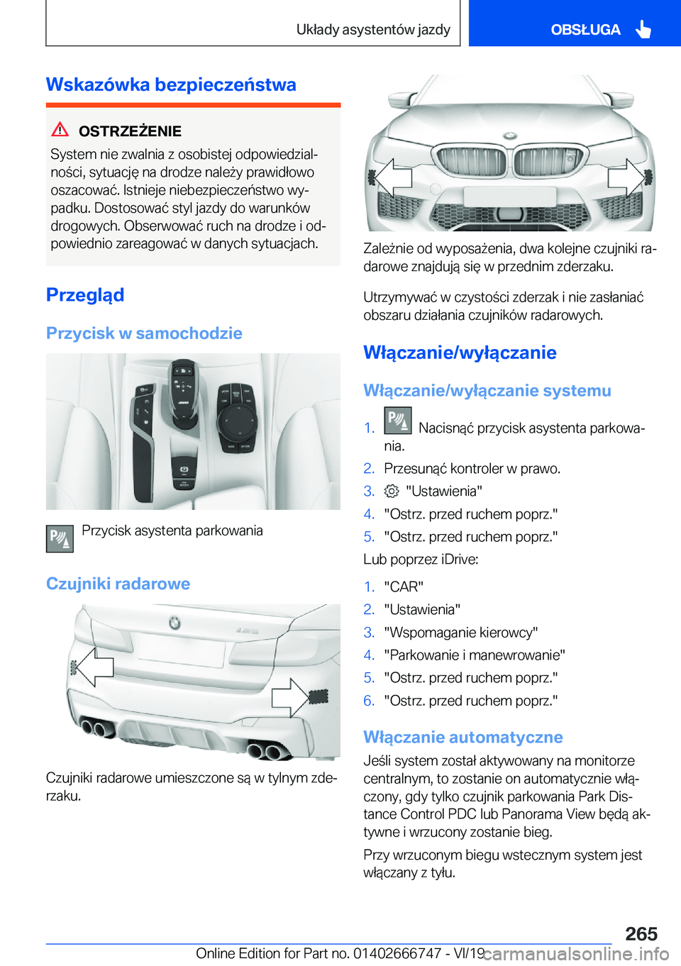 BMW M5 2020  Instrukcja obsługi (in Polish) �W�s�k�a�z�