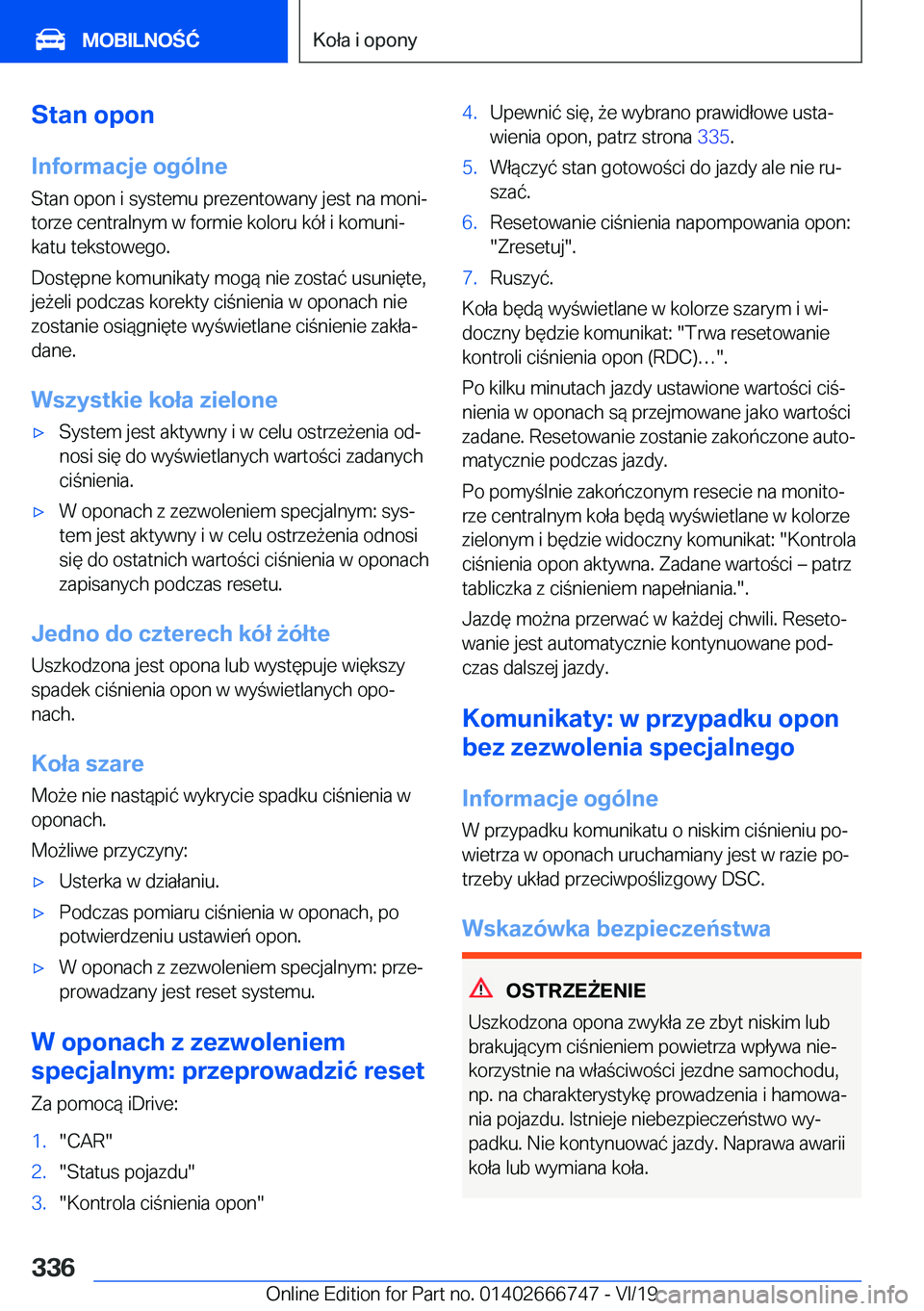 BMW M5 2020  Instrukcja obsługi (in Polish) �S�t�a�n��o�p�o�n
�I�n�f�o�r�m�a�c�j�e��o�g�