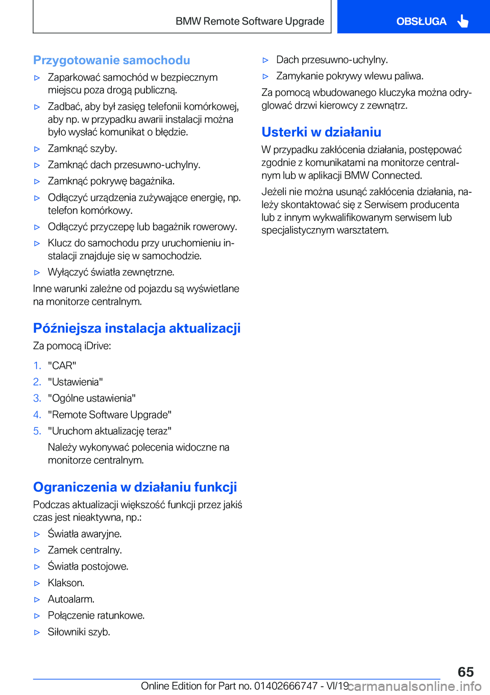 BMW M5 2020  Instrukcja obsługi (in Polish) �P�r�z�y�g�o�t�o�w�a�n�i�e��s�a�m�o�c�h�o�d�u'x�Z�a�p�a�r�k�o�w�a�