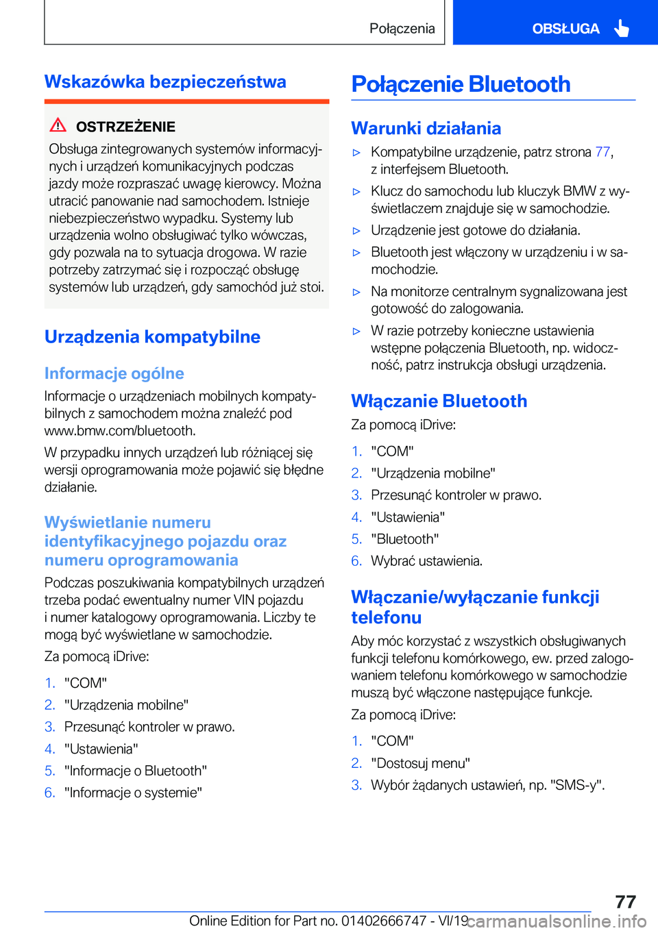 BMW M5 2020  Instrukcja obsługi (in Polish) �W�s�k�a�z�