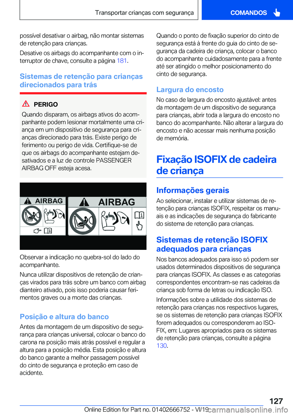 BMW M5 2020  Manual do condutor (in Portuguese) �p�o�s�s�
