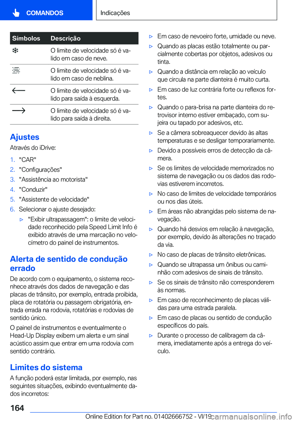 BMW M5 2020  Manual do condutor (in Portuguese) �S�